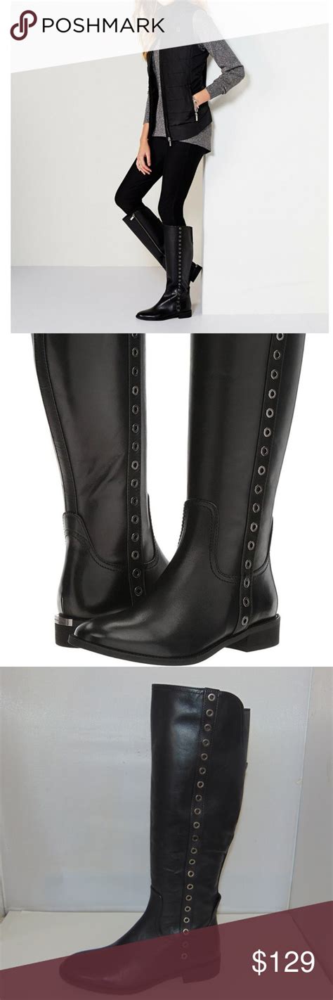 michael kors dora black leather grommet tall boot